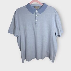 Men's Canali Designer Two Toned Blue Casual Cotton Polo Shirt